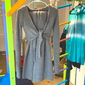 Skims cozy knit wrap set gray